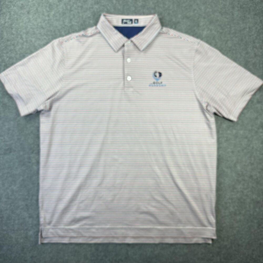 Inward Half Polo Shirt Mens XL White Red Navy Stripe Golf Stretch Performance